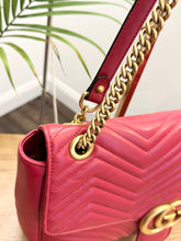 Load image into Gallery viewer, GUCCI GG Marmont Large Shoulder Bag in Hibiscus Red