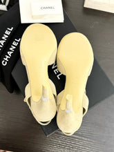 Load image into Gallery viewer, CHANEL 2022 Suede Cap Toe Crystal Slingback Pumps in Light Beige/Black - EU38
