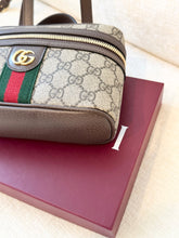 Load image into Gallery viewer, ✨NEW✨GUCCI Ophidia Leather-Trimmed Coated-Canvas Small Vanity Bag / Beige
