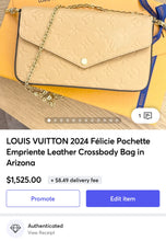 Load image into Gallery viewer, LOUIS VUITTON 2024 Félicie Pochette Empriente Leather Crossbody Bag in Arizona