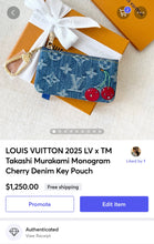 Load image into Gallery viewer, π LOUIS VUITTON 2025 LV x TM Takashi Murakami Monogram Cherry Denim Key Pouch