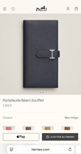 Load image into Gallery viewer, HERMES 2022 Bearn Wallet in Bleu Indigo / Epsom Leather