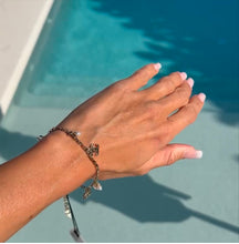 Load image into Gallery viewer, CHANEL CC Chain Anklet Bracelet Metal with Faux Pearl in Gold & Pearly White