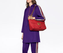 Load image into Gallery viewer, GUCCI GG Marmont Large Shoulder Bag in Hibiscus Red
