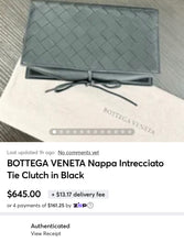Load image into Gallery viewer, BOTTEGA VENETA Nappa Intrecciato Tie Clutch in Black