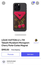 Load image into Gallery viewer, π LOUIS VUITTON LV x TM Takashi Murakami Monogram Cherry Porte-Cartes Magnet