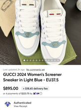 Load image into Gallery viewer, GUCCI 2024 Women’s Screener Sneaker in Light Blue - EU37.5
