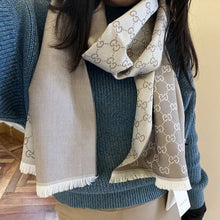 Load image into Gallery viewer, GUCCI 2023 Unisex Half GG Logo Wool Scarf - Beige/Ivory