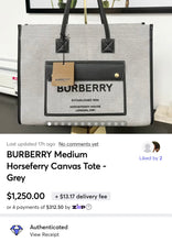 Load image into Gallery viewer, BURBERRY Medium Horseferry Canvas Tote - Grey