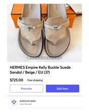 Load image into Gallery viewer, HERMES Empire Kelly Buckle Suede Sandal / Beige / EU (37)