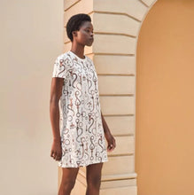 Load image into Gallery viewer, HERMES 2024 “Panoplie Tout Cuir” Cotton Straight Dress / Blanc Naturel / EU 34