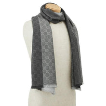 Load image into Gallery viewer, GUCCI Unisex Wool GG Monogram Jacquard Knit Scarf in Grey