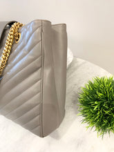 Load image into Gallery viewer, SAINT LAURENT Quilted Grained Leather Monogram Chain Bo Cassandre Tote Bag In Grey