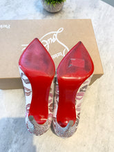 Load image into Gallery viewer, CHRISTIAN LOUBOUTIN Metallic Lurex Lips Print Strass Cosmopump 100 Pumps EU37.5