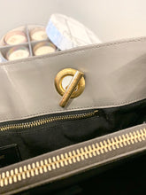 Load image into Gallery viewer, SAINT LAURENT Quilted Grained Leather Monogram Chain Bo Cassandre Tote Bag In Grey
