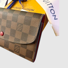 Load image into Gallery viewer, LOUIS VUITTON 2021 Damier Ebene Emilie Wallet In Rouge