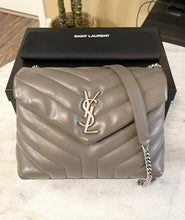 Load image into Gallery viewer, SAINT LAURENT Small Loulou Chain Shoulder Bag In Gray