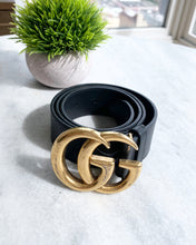 Load image into Gallery viewer, Gucci Wide leather belt with Double G buckle - Black - 75