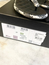 Load image into Gallery viewer, CHANEL CC Tweed Thong Sandals In Black/White (EU)37