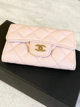 Load image into Gallery viewer, CHANEL 2021 Caviar Quilted Flap Card Holder In Light Pink