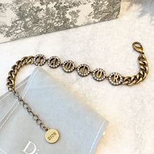 Load image into Gallery viewer, DIOR J'ADIOR Antique Gold-Finish Metal White Crystals Bracelet