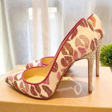 Load image into Gallery viewer, CHRISTIAN LOUBOUTIN Metallic Lurex Lips Print Strass Cosmopump 100 Pumps EU37.5