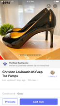 Load image into Gallery viewer, CHRISTIAN LOUBOUTIN Patent Calf No Matter 85 Peep Toe Pumps In Black EU39