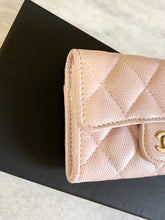 Load image into Gallery viewer, CHANEL 2021 Caviar Quilted Flap Card Holder In Light Pink