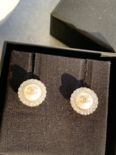 Load image into Gallery viewer, CHANEL Round Pearl Crystal CC Stud Earrings - Gold