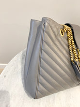 Load image into Gallery viewer, SAINT LAURENT Quilted Grained Leather Monogram Chain Bo Cassandre Tote Bag In Grey