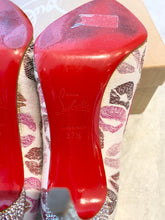 Load image into Gallery viewer, CHRISTIAN LOUBOUTIN Metallic Lurex Lips Print Strass Cosmopump 100 Pumps EU37.5