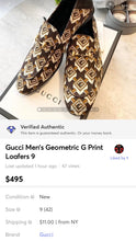 Load image into Gallery viewer, GUCCI Men’s Geometric G Print Loafers US9