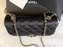 Load image into Gallery viewer, CHANEL Quilted Silk Mini Crossbody Bag In Black