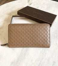 Load image into Gallery viewer, GUCCI Micro GG Guccissima XL Leather Zip Around Wallet in Dark Brown