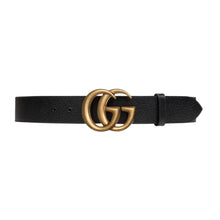 Load image into Gallery viewer, GUCCI GG Wide Leather Belt In Black 85-34