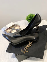 Load image into Gallery viewer, SAINT LAURENT Opyum Leather Pumps In Black/Gold Size EU 37.5