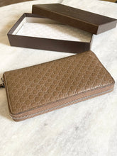 Load image into Gallery viewer, GUCCI Micro GG Guccissima XL Leather Zip Around Wallet in Dark Brown