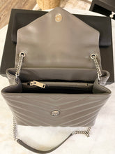 Load image into Gallery viewer, SAINT LAURENT Small Loulou Chain Shoulder Bag In Gray