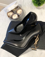 Load image into Gallery viewer, SAINT LAURENT Opyum Leather Pumps In Black/Gold Size EU 37.5
