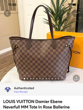 Load image into Gallery viewer, LOUIS VUITTON Damier Ebene Neverfull MM Tote In Rose Ballerine