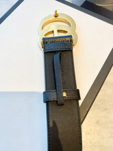 Load image into Gallery viewer, GUCCI GG Wide Leather Belt In Black 85-34