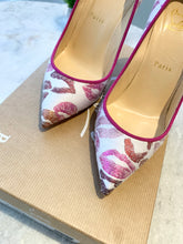 Load image into Gallery viewer, CHRISTIAN LOUBOUTIN Metallic Lurex Lips Print Strass Cosmopump 100 Pumps EU37.5