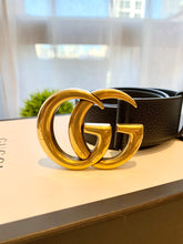 Load image into Gallery viewer, GUCCI GG Wide Leather Belt In Black 85-34