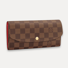 Load image into Gallery viewer, LOUIS VUITTON 2021 Damier Ebene Emilie Wallet In Rouge