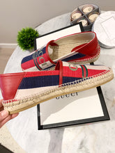 Load image into Gallery viewer, GUCCI Men's Blue Logo Sylvie Canvas Espadrille UK8/US9