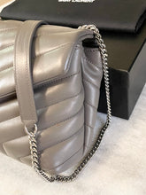Load image into Gallery viewer, SAINT LAURENT Small Loulou Chain Shoulder Bag In Gray