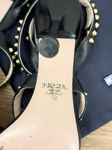 PRADA Studded Accents Leather Sandals - (EU)37.5