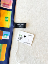 Load image into Gallery viewer, ✨NEW✨CHANEL 2024 CC Logo Silk Slim Bandeau / Dark Navy Blue / Orange / Blue
