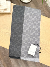 Load image into Gallery viewer, GUCCI Unisex Wool GG Monogram Jacquard Knit Scarf in Grey
