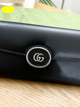 Load image into Gallery viewer, GUCCI Mini Joan Double Leather Bifold Long Wallet in Black

